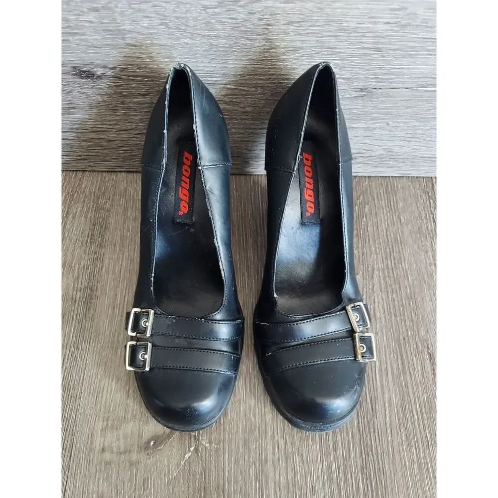 BONGO Vintage Y2K Bratz 90s Chunky Mary Jane Vegan Leather Black Loafer Sz 8